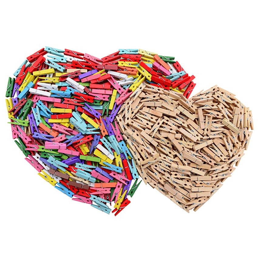 

50PCs Memo Postcard Photo Clip Random Coloful Patinting Wood Clip for sheets DTY Clothespin Craft Decor Clips Pegs