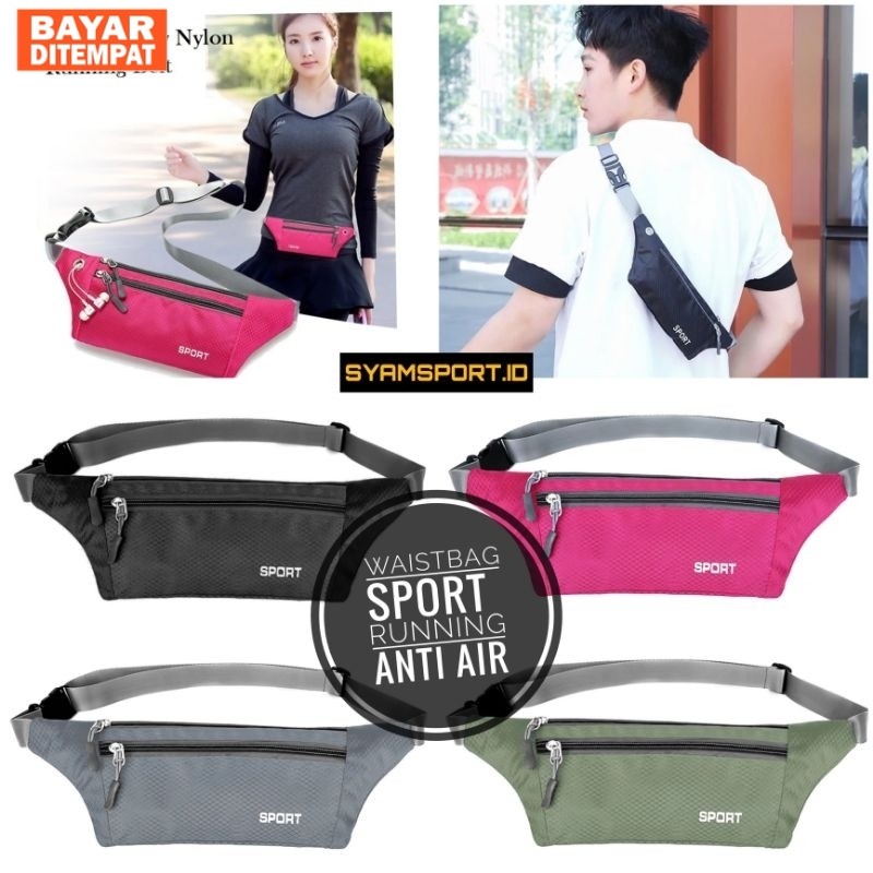 Tas Pinggang Olahraga ANTI AIR Waterproof Simpel  / Tas Running Sport / Waistbag Sport / Tas Olahrag