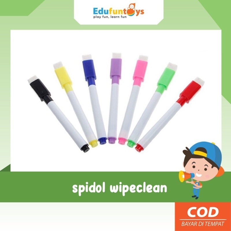 

SPIDOL PAPAN TULIS wipe clean bisa hapus/ spidol warna warni Spidol magnet penghapus / Spidol Hitam [EDUFUNTOYS]