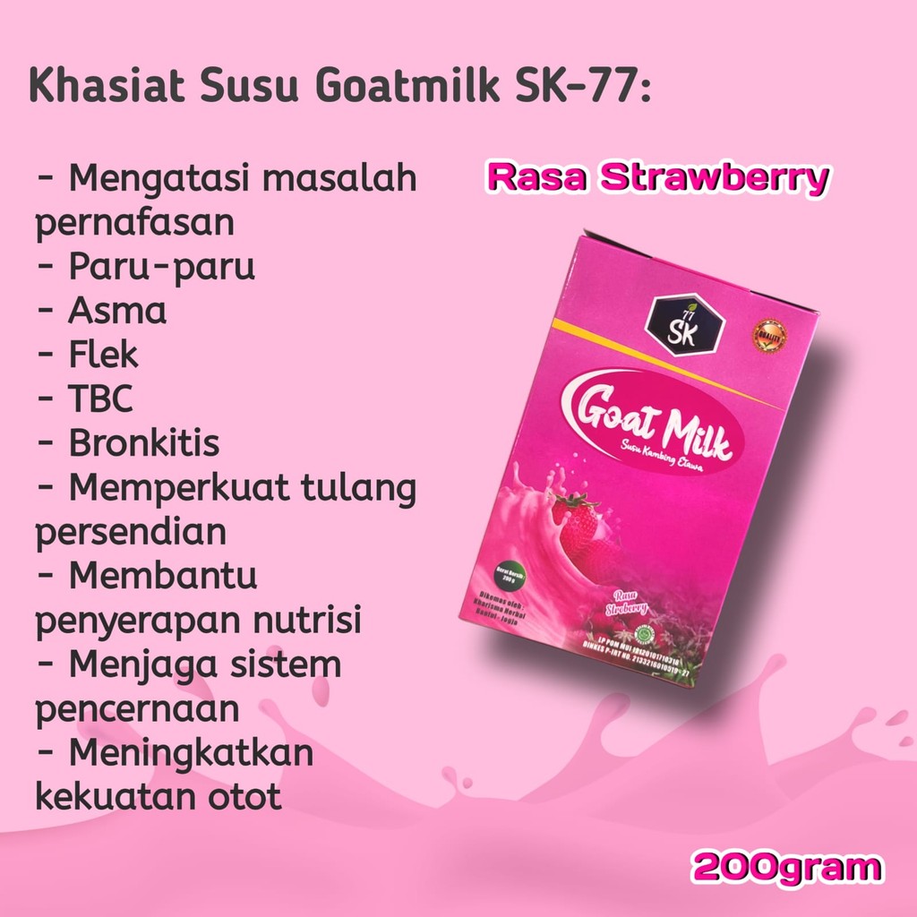 

SUSU KAMBING ETAWA BUBUK GOAT MILK SK77 200gr STROBERI