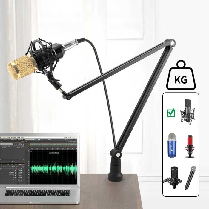 Stand Mikrofon Mic Capit Meja Suspension Scissor Microphone Stand Adjustable Boom Arm Pedestal