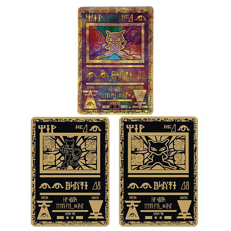 8.8*6.3cm Custom Mewtwo Ancient Mew Metal Card Ultra Rare Metal Gold Plated Card Vmax Card DX GX Col