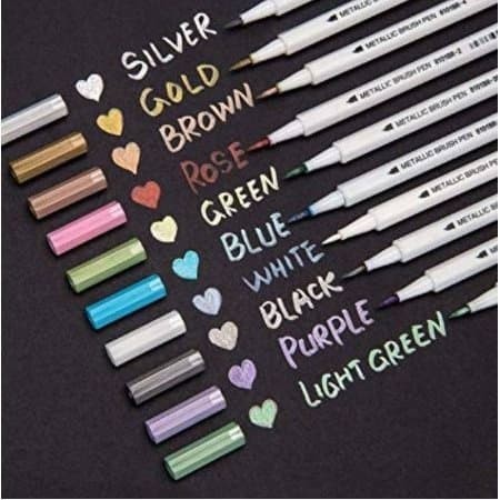 

NEW PROMO~[Best Quality] Metalic Calligraphy Brush Pen (10pcs) - NO BOX