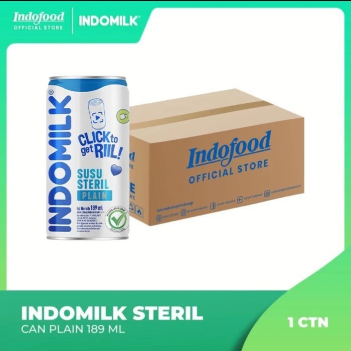 

1 ctn - Indomilk Steril Can Plain / Honey 189 ml isi 24 (dus) - Plain
