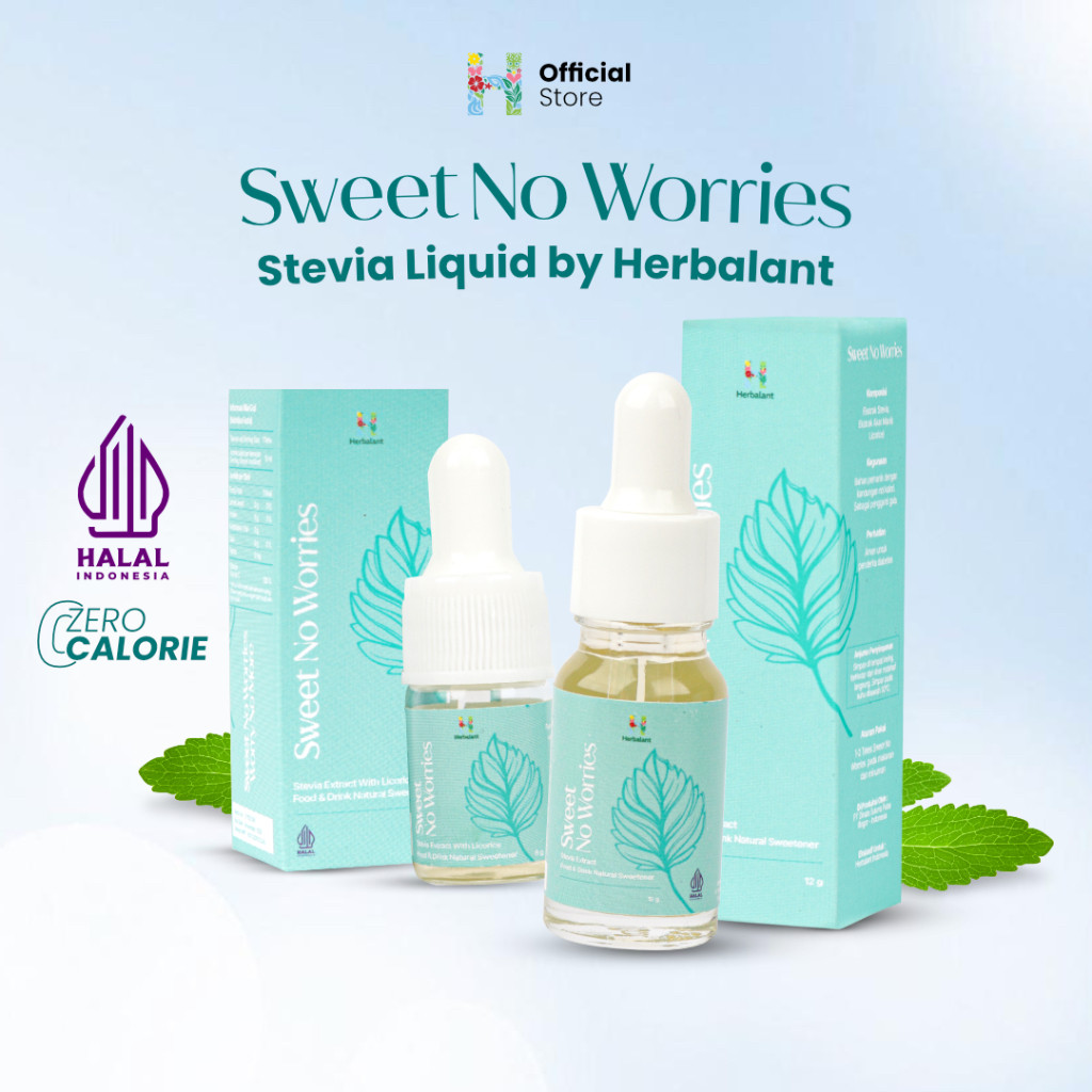 

Stevia Cair Sweet No Worries by Herbalant Pemanis Alami Nol Kalori Pengganti Gula