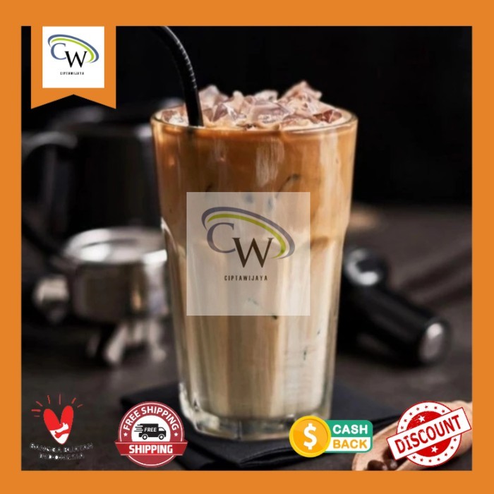Gelas kaca 450 ml cafe dan resto/Gelas coffee/ gelas jus resto tebal besar isi 6 pcs
