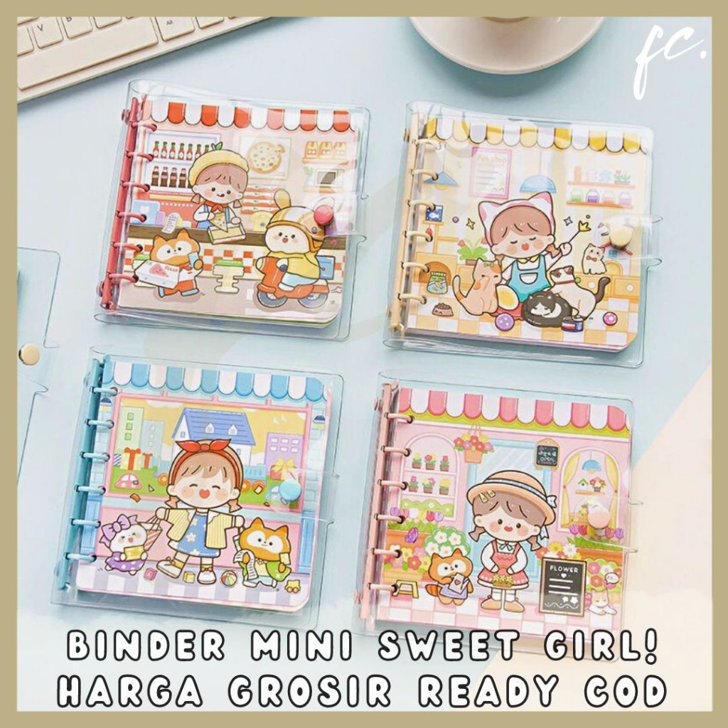 

Buku Catatan Mini Notebook Binder Full Motif Loose Leaf PVC File Cute Sweet Girl Momo Today's Business 13 x 13 cm 6 Ring Organizer Kertas Alat Tulis Jurnal Bingkisan Hadiah Lucu Harga Grosir Ready COD