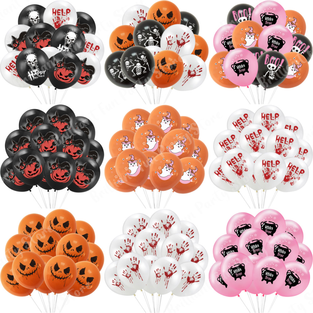 

Halloween Balloons 12 Inch Black Orange White Pink Latex Balloon for Halloween Holiday Events Party Favors Supplies Decoration