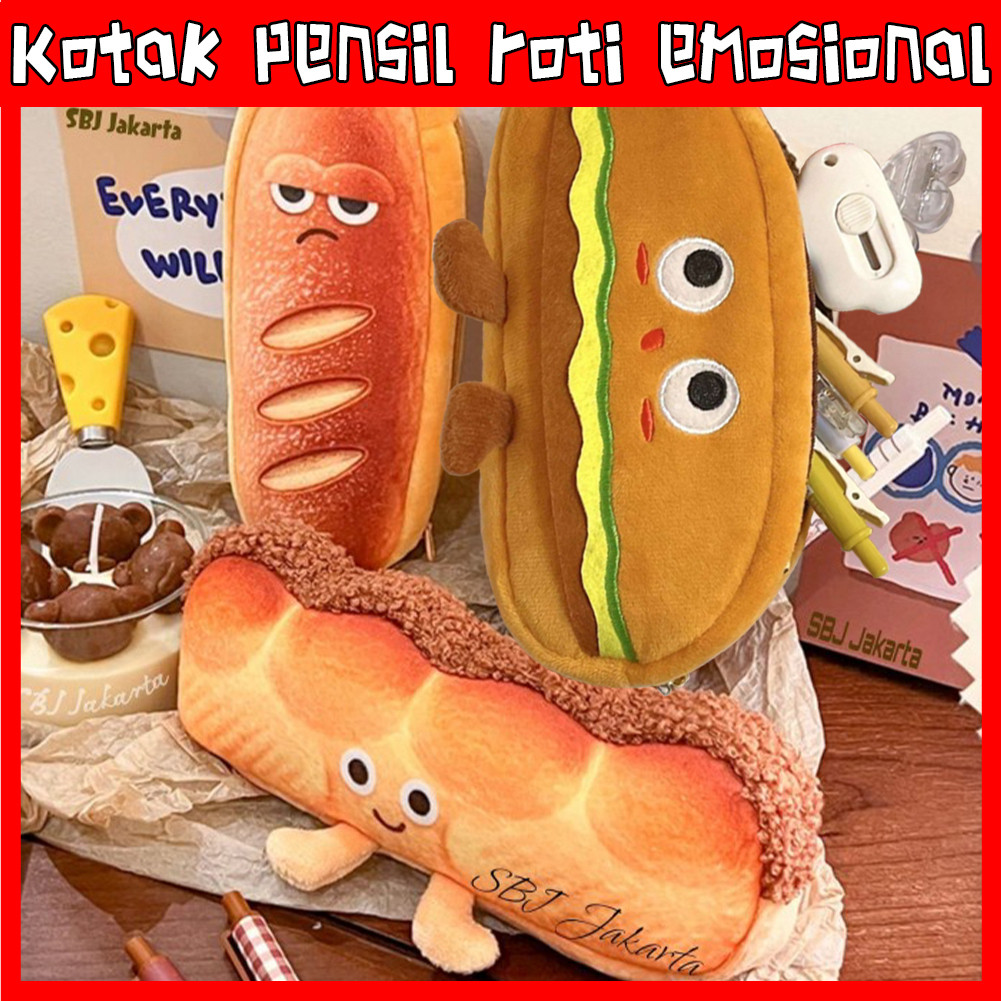 

Tempat Pensil Kain Kotak Pensil Pencil Case Karakter Roti French /Toast/Hamburger Lucu Pensil Sekolah