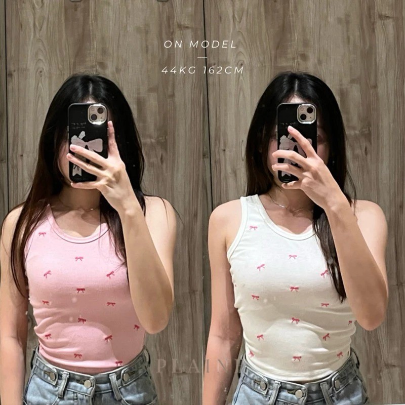 ZERAX - TANGTOP WANITA / Minii Ribbon Crop Tank / ATASAN WANITA KEKINIAN / TANKTOP RIB ANAK REMAJA D