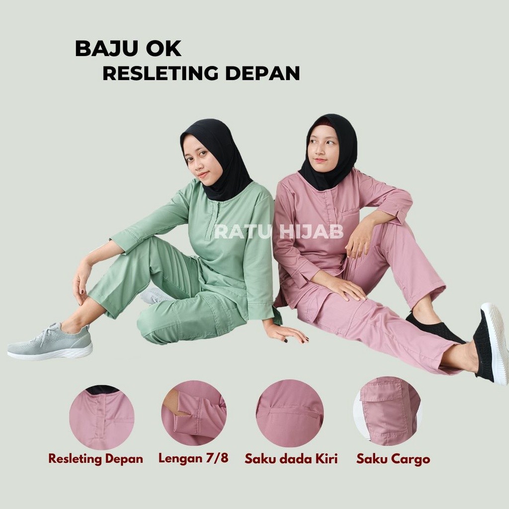 SF46RH Baju OK OKA RESLETING DEPAN Lengan 7/8 Dokter Petugas medis Perawat Jaga Toyobo