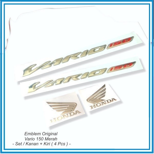 Emblem - Logo Timbul Vario 150 Merah - Set / Kanan + Kiri - 4 Pcs -