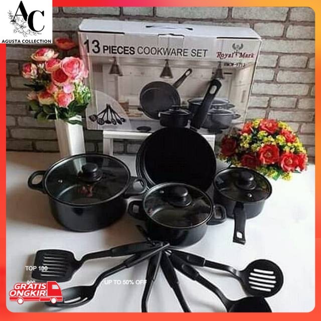 Alat Masak Lengkap / Panci 13Set Cookware Set 13Pcs Anti Lengket Stainless Steel
