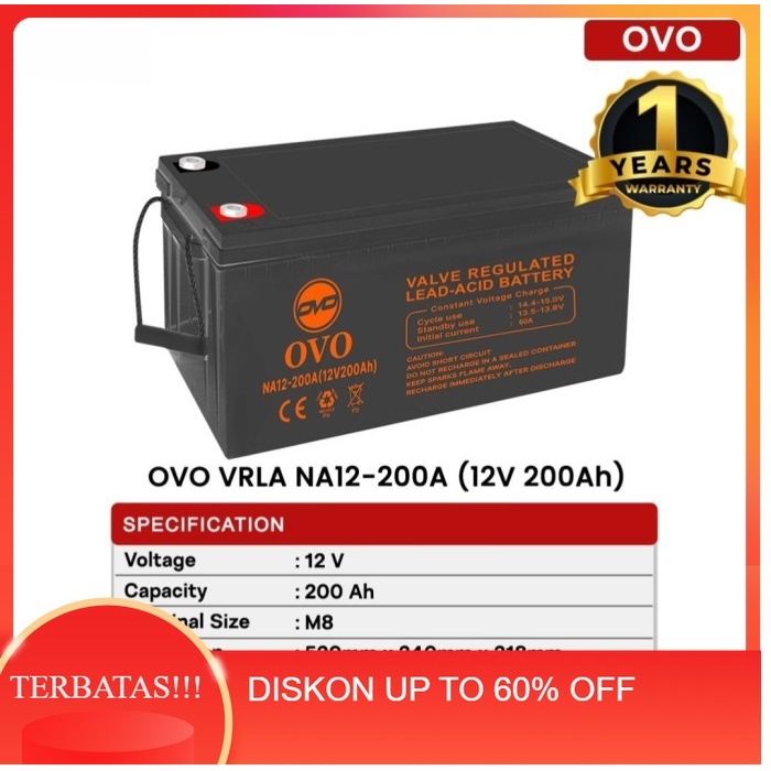 LIMITED - Baterai Vrla 200 Ah 12V / Aki Vmp Vrla 200 Ah 12V