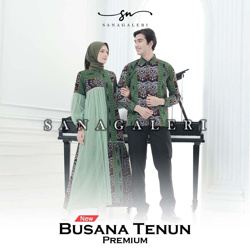 Set couple baju prewed, raya dress kemeja ethnic tenun troso, gamis raya tenun, dress wanita, set co