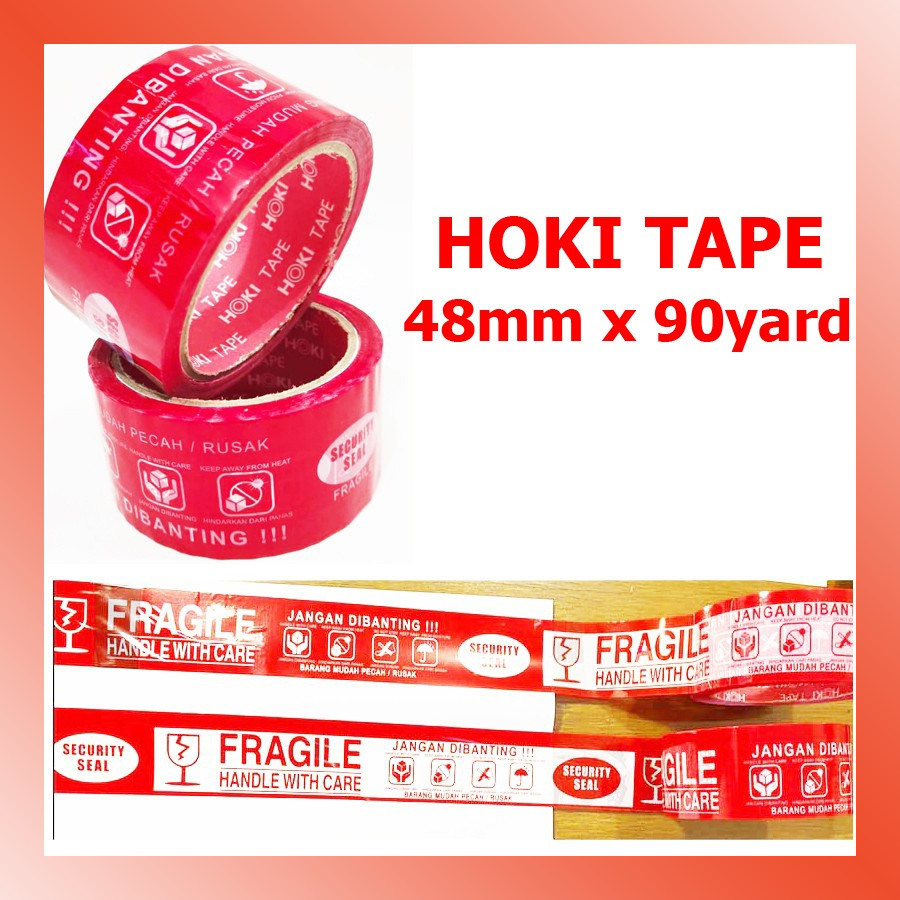 

LAMMORO > AT40 Lakban FRAGILE Plakban Isolasi Merah Jangan Dibanting Mudah Pecah 45A1