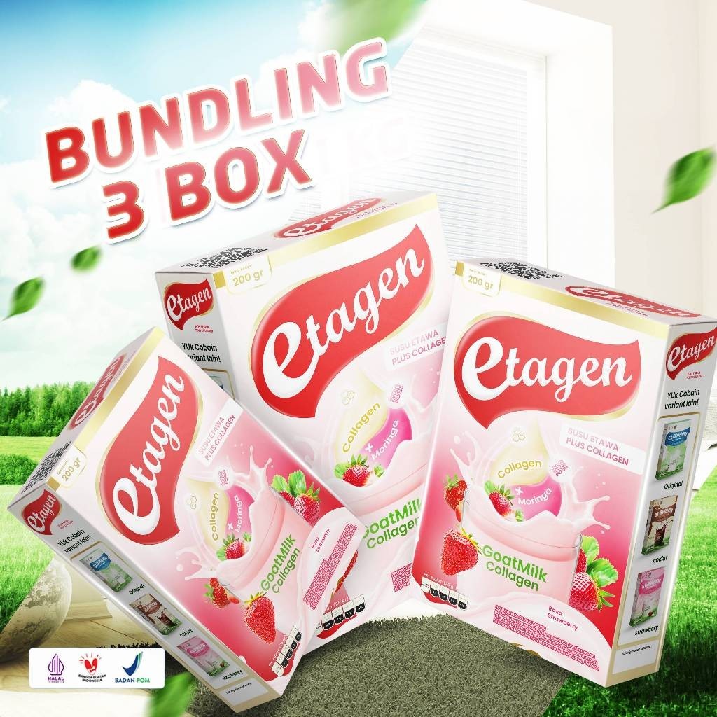 

Etawamil 3 BOX ETAGEN SUSU COLLAGEN Kolagen Milk Merawat Kulit Wajah STOBERI