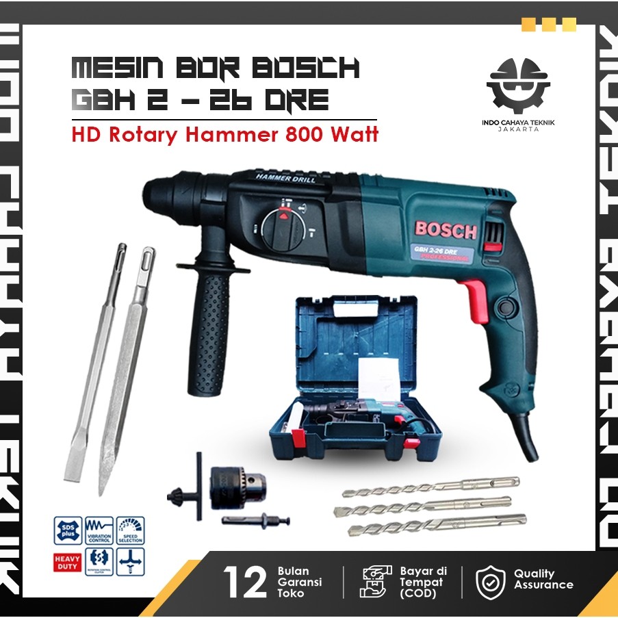 DISKON TERMURAH Mesin Bor Bobok Beton Bosch GBH 2-26 DRE Rotary Hammer dg 3 Fungsi (Mesin Bobok)