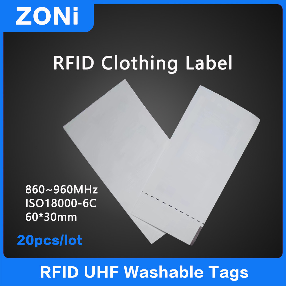 

20PCS RFID UHF Washable Tag High temperatur Electronic Label ISO18000-6C 860-960MHz Cloth sticker Label U8 Chip High Quality