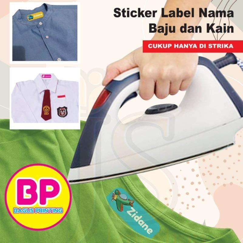 

Stiker Label Nama Baju Kaos Sablon Sticker Iron Custom (Per Pack isi 36pcs ) Ukuran 4x1cm