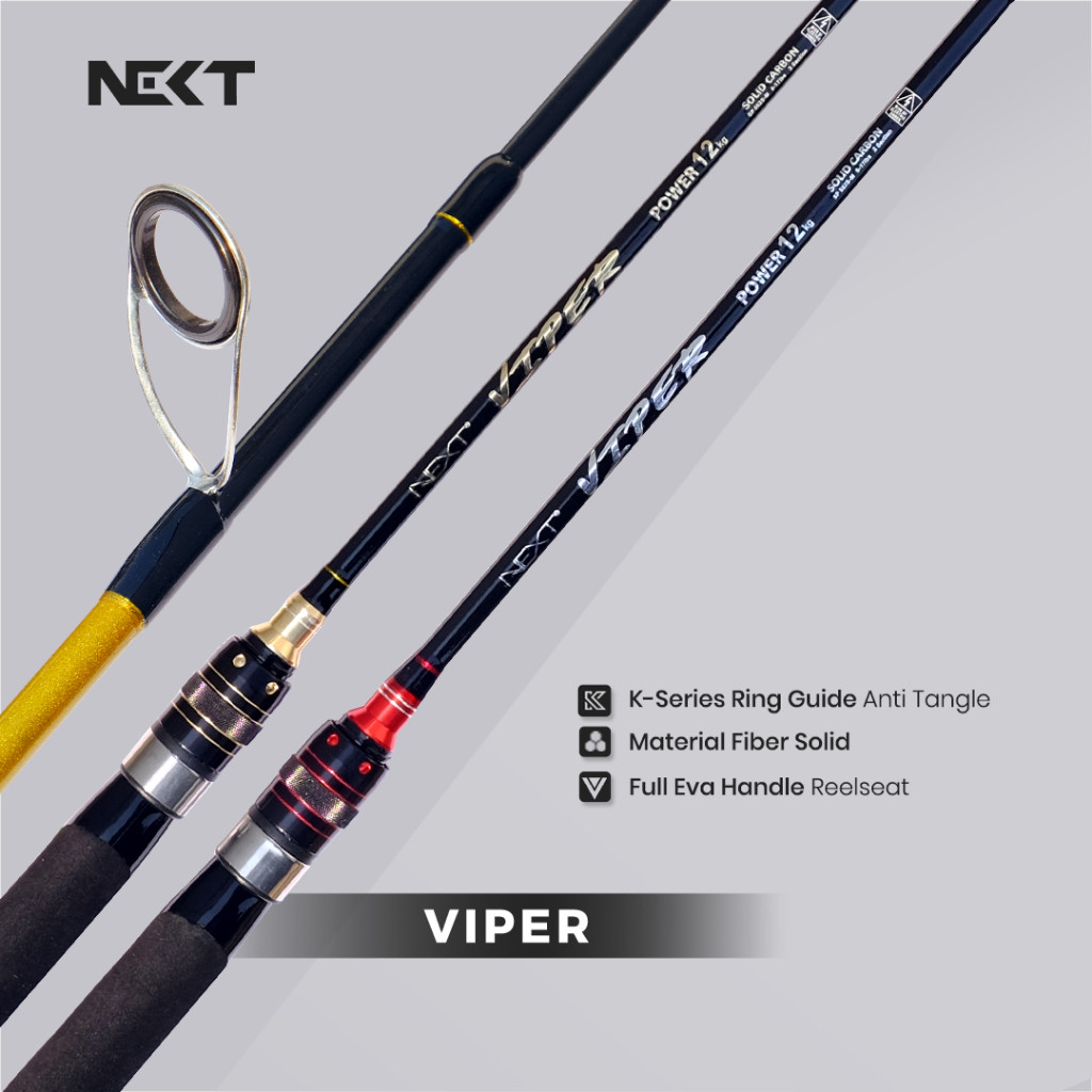 Joran Pancing Next Viper Solid Carbon Medium - Sambung Dua