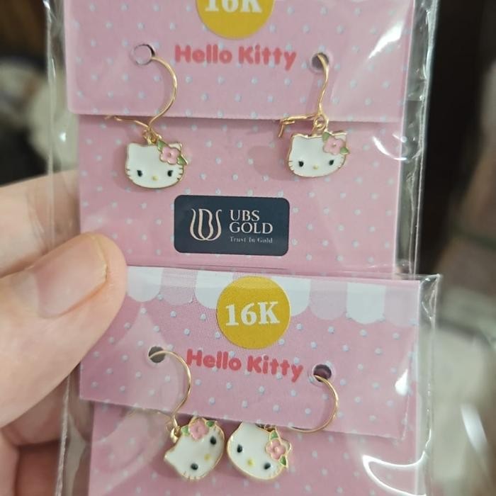 anting hello kitty pink merah emas asli 700 70% 16k karakter anak ubs