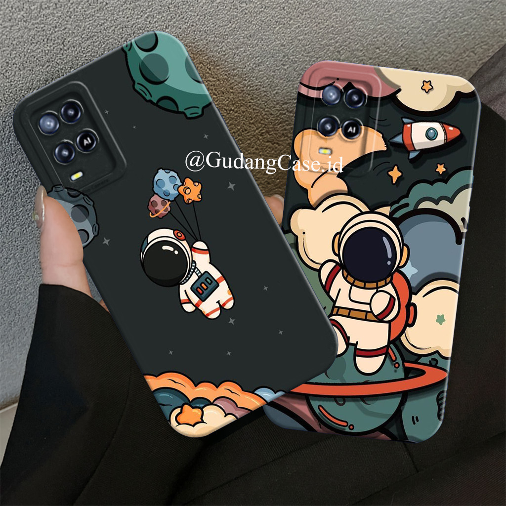 Case Oppo A54 Softcase Procamera Lentur Motif Astronot Hitam Coklat