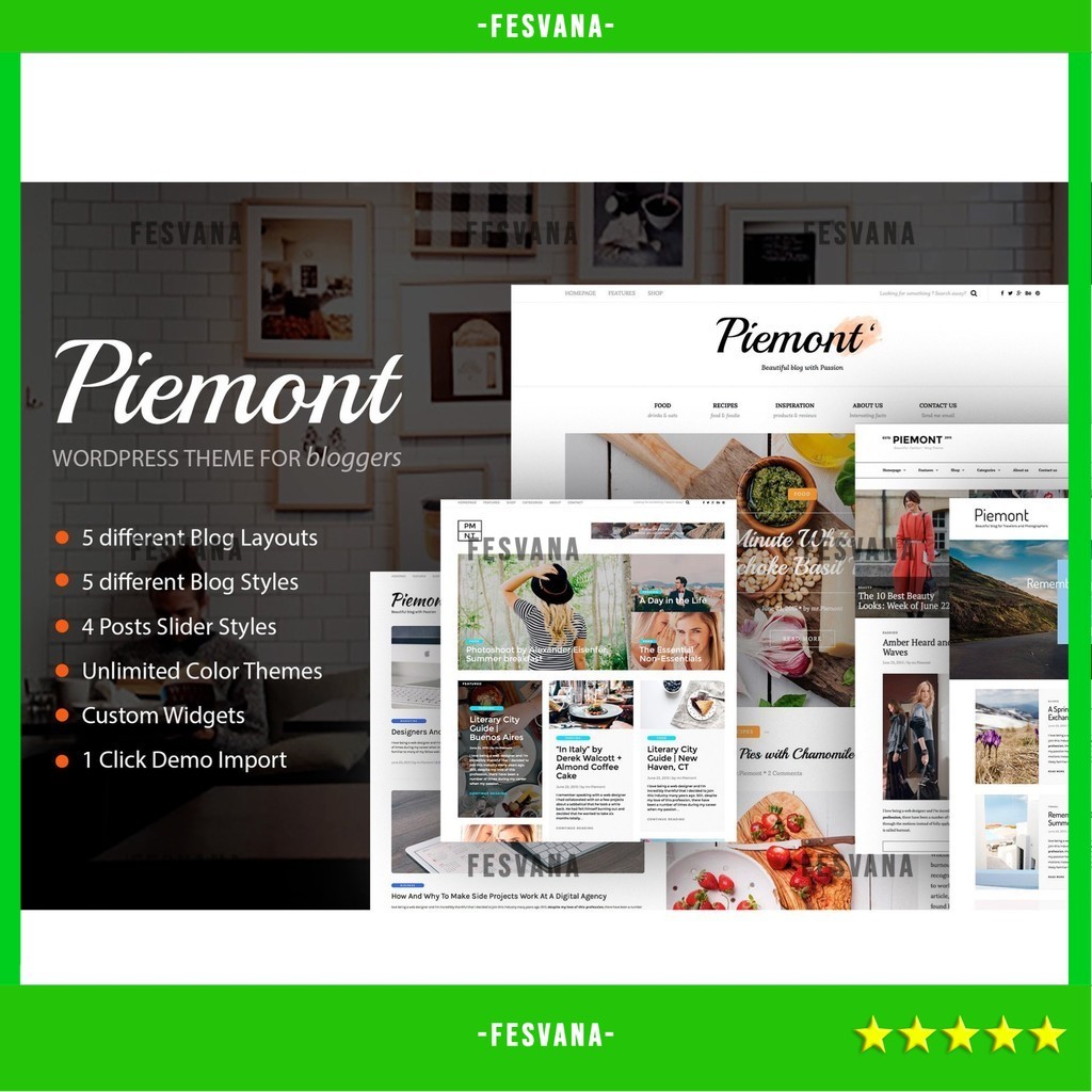 WORDPRESS THEME PIEMONT - TRAVEL & LIFESTYLE BLOG    D5451 TEMA TEMPLATE WEB BY FESVANA ORIGINAL