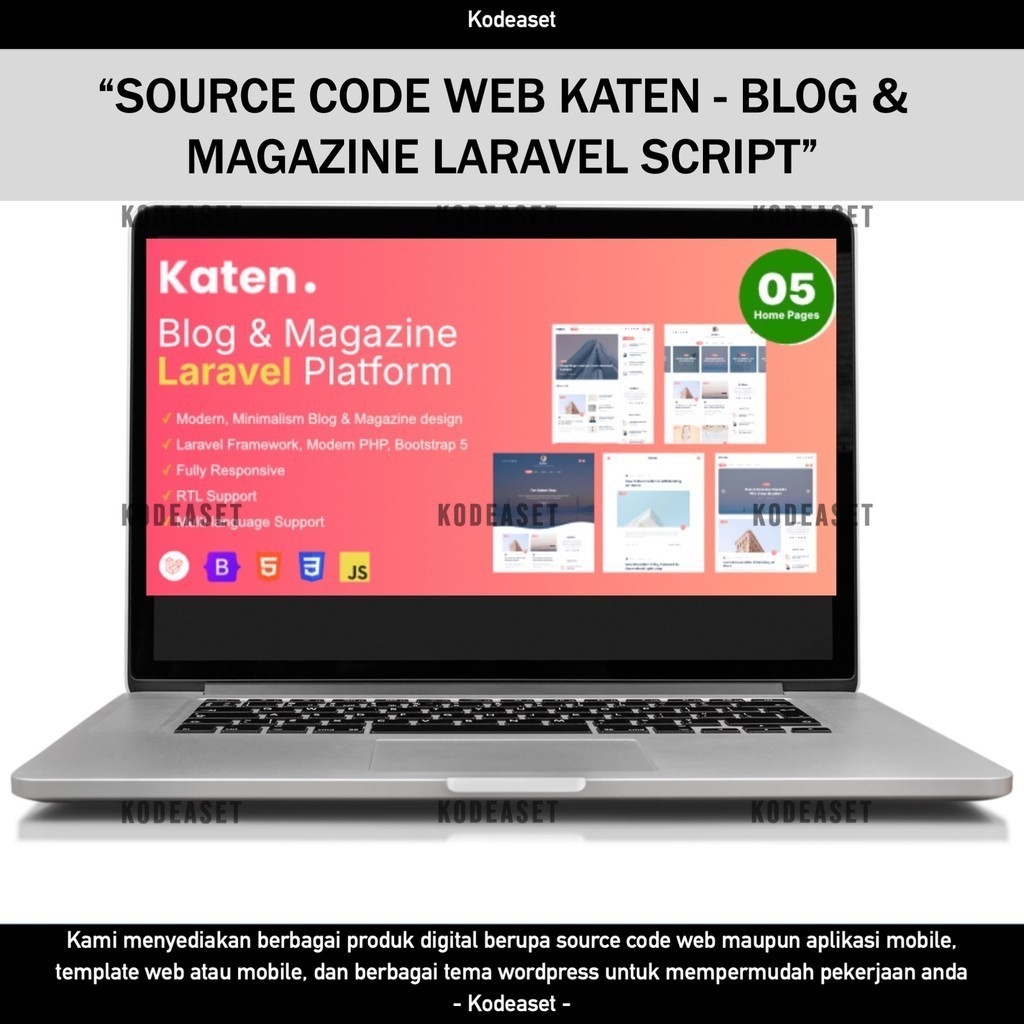 SOURCE CODE APLIKASI WEB KATEN - BLOG & MAGAZINE LARAVEL SCRIPT D93 KODEASET