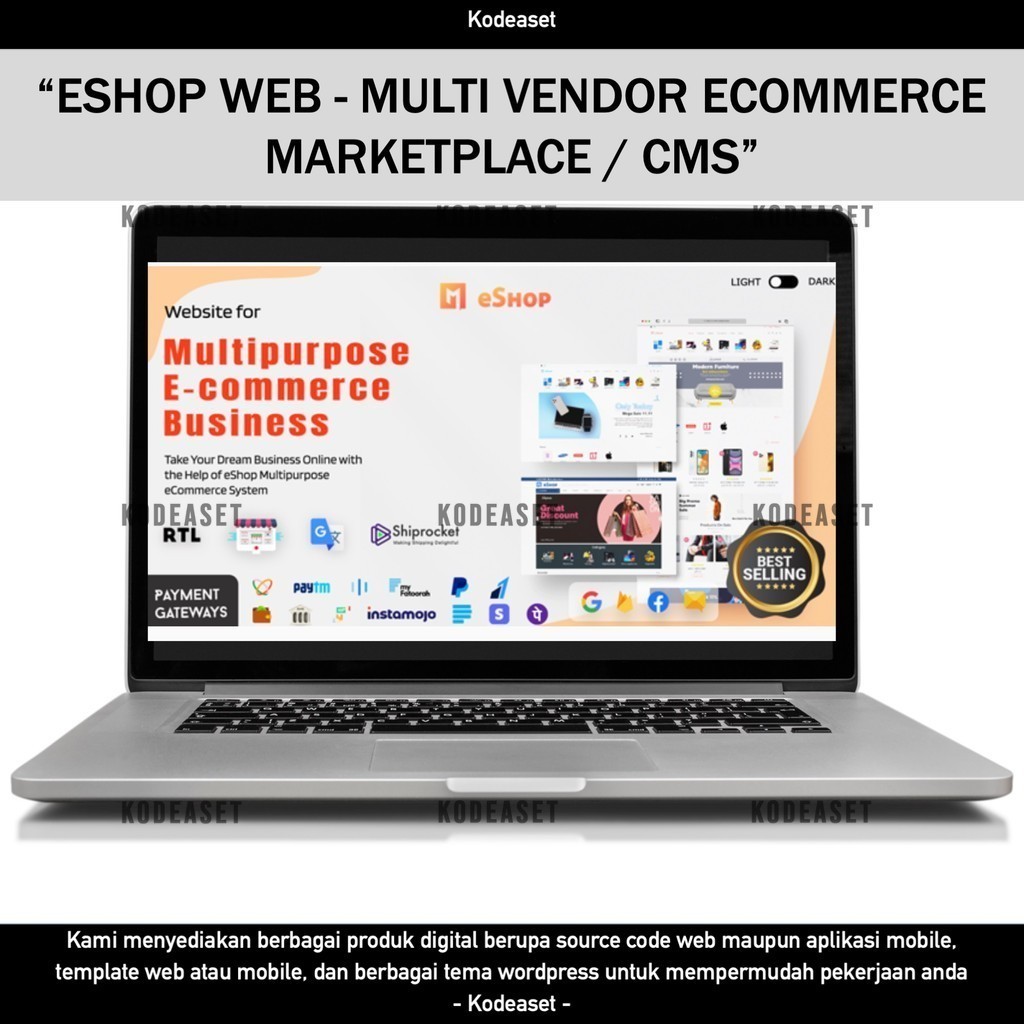 SOURCE CODE APLIKASI WEB ESHOP WEB - MULTI VENDOR ECOMMERCE MARKETPLACE / CMS D306 KODEASET