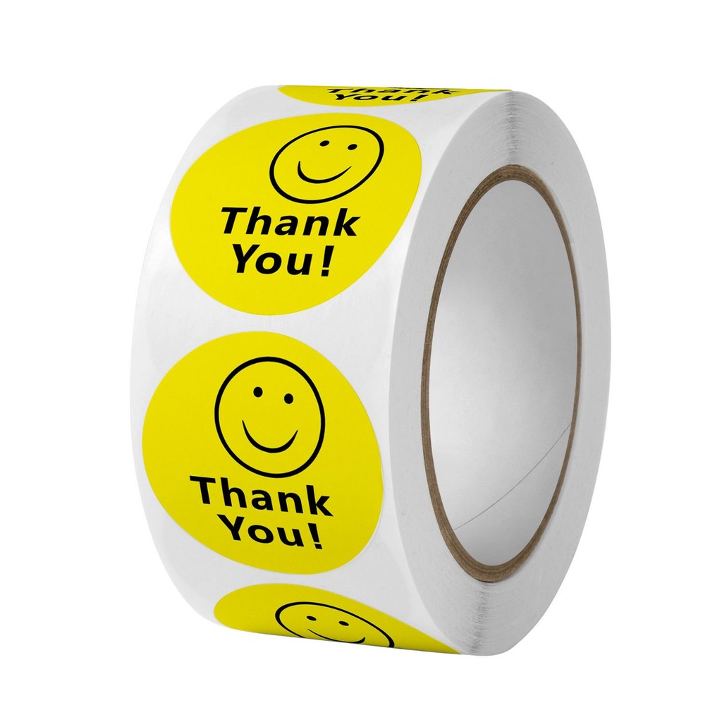 

Smile Thank You Stickers,Yellow Smiley Face Thank You Stickers ,Happy Face Mailing Labels 500pcs Round Circle Adhesive Stickers