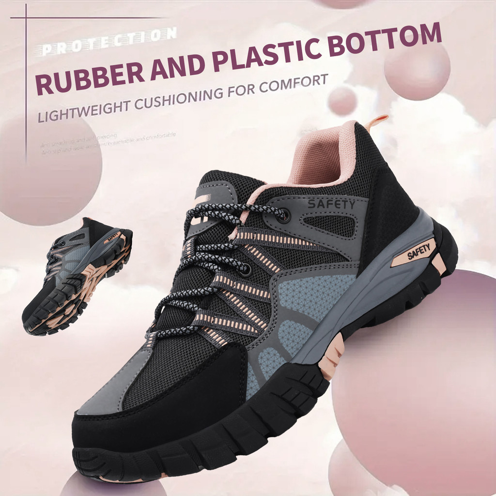 GUYISA women's lightweight safety shoes ulated sports shoes, suitable for work and daily wear, black