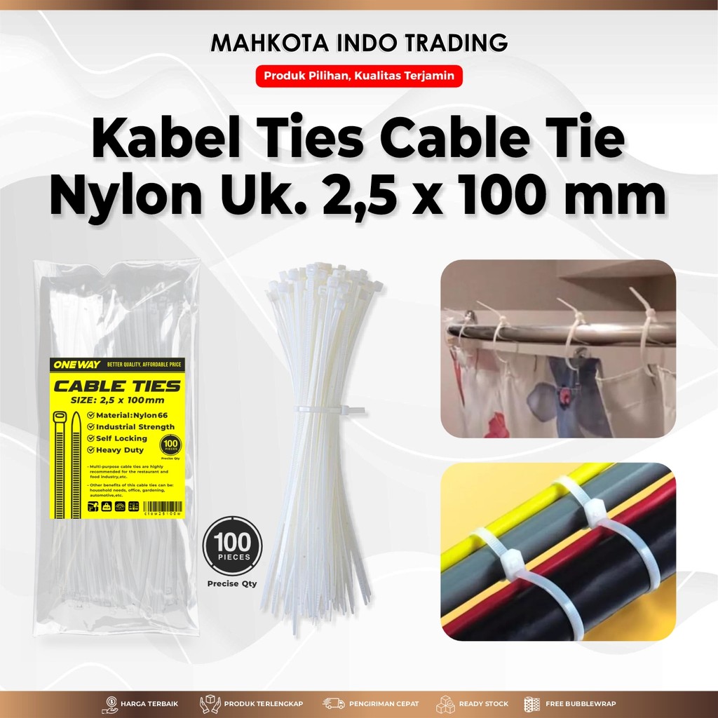 

Kabel Tis Cable Ties Kabel Ties Tali Pengikat Panjang 2,5 x 150 mm Kabel Tis Warna isi 100pcs