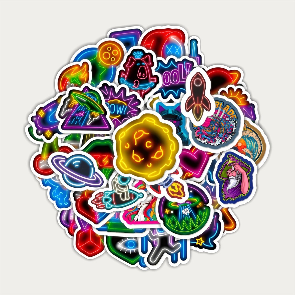 

Sticker Pack Stiker Neon Rocket | Sticker TUMBLR | Stiker LAPTOP KOPER HELM