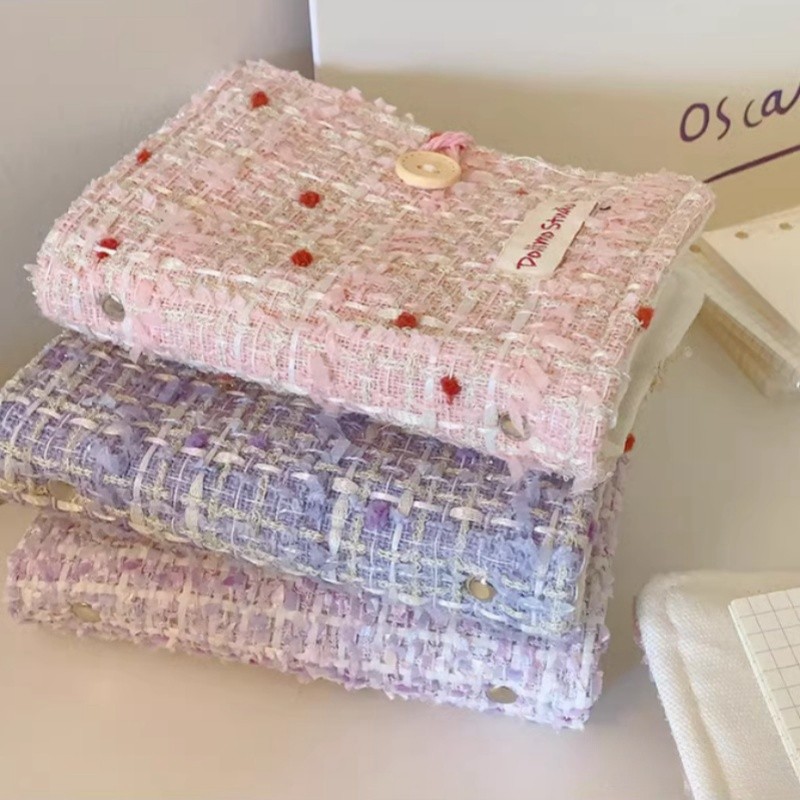 

A7 Soft Weaving Binder Notebook Journal Cute Girl Ins Portable Grid Blank to Do Diary Notepad Mini Pocket Handbook Plan Book