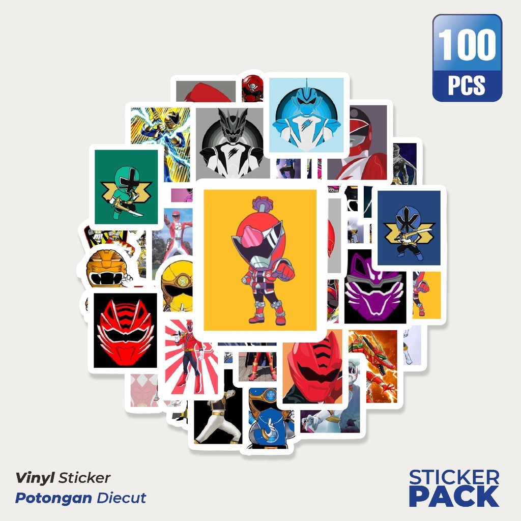 

MURAH 100 PCS Stiker Mighty Morphin Power Rangers Waterproof Aesthetic- Untuk Laptop, Motor, dan Helm - Paper Stationery Pack
