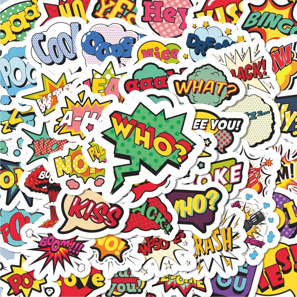 

100PCS Lucu Sticker Komik Bubble Kawaii Stiker Aesthetic Stiker Anti Air Stikers Berperekat Waterproof sticker decal buat Motor Helm Buku Journal Koper Casing HP Laptop Botol Minum Hadiah anak