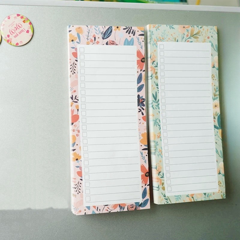 

1pc Floral Pattern Magnetic Fridge Notepad, Portable Tear-off Magnetic Memo Pad, Shopping List, Home Kitchen Office Planner