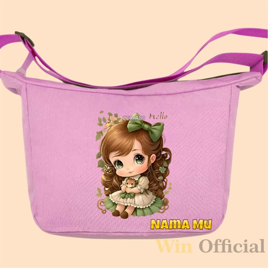 Tas Selempang Anak Tas Serut Anak Sekolah dan Mengaji Tk Sd Motif Hello Girl Tas Selempang Serut Ana