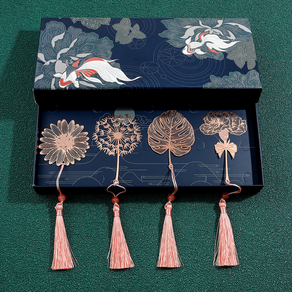 

Chinese Style Handmade Book Mark Pink Rose Lotus Flower Bookmarks Reading Marker for Book Lover Gifts for Friend Collection Gift