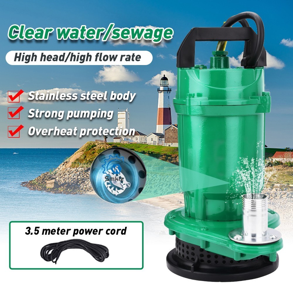 Pompa Celup Air Kotor 1000w Submersible Pump 220V Pompa Jet Jenis Pemotongan Blowdown (100% Tembaga)
