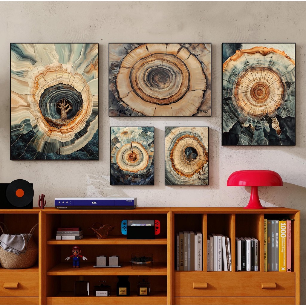 

Modern Bohemian Style Abstract Tree Rings Nordic Neutral Plant Art Poster Canvas Paintings Wall Art Pictures Office Home Decor