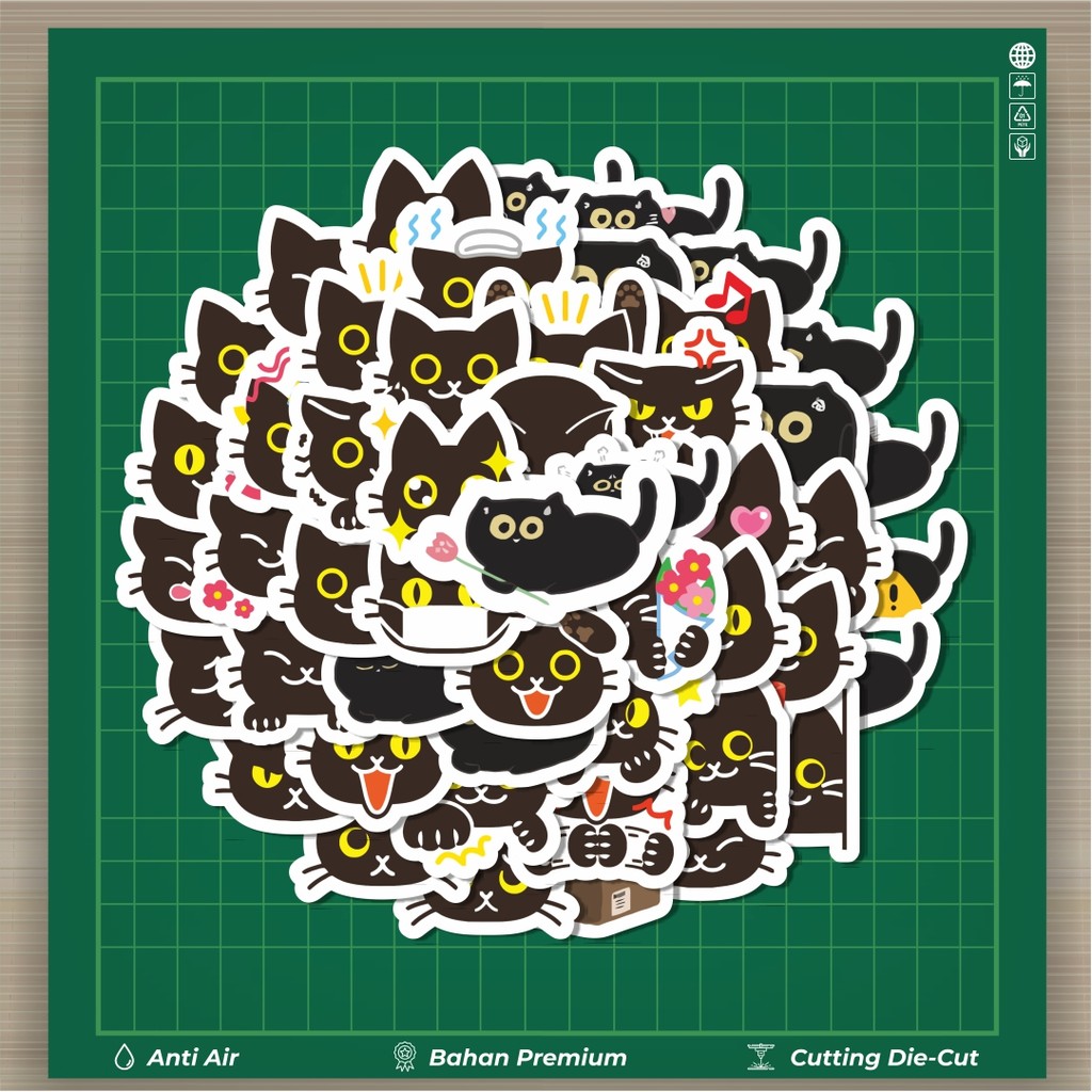 

HOT 50 PCS STIKER Stiker Kucing Hitam Lucu Stiker Dekorasi Lucu Kreatif untuk Notebook, Skateboard, HP