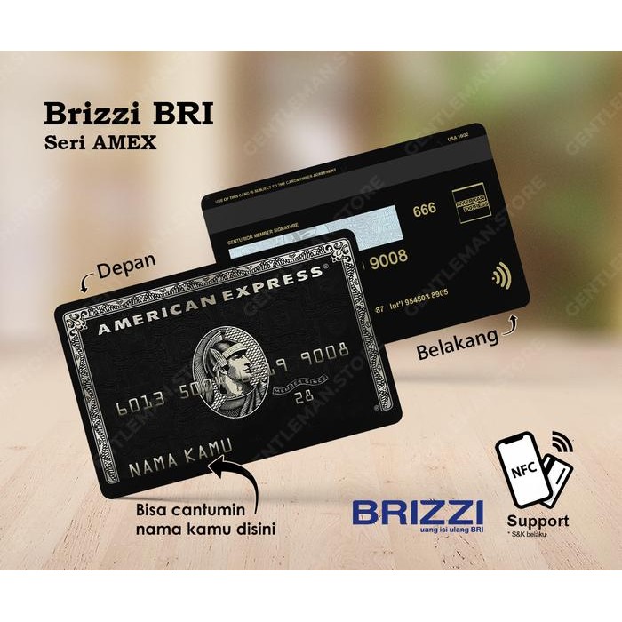 KARTU CUSTOM E MONEY E TOLL FLAZZ BCA GEN 2 SERI BLACK CARD 2 SISI - AMEX BRIZZI BRI