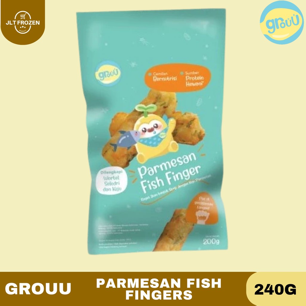 

Grouu Parmesan Fish Fingers 200g / Finger Food / Cemilan MPASI / Snack Anak / Bayi / 6+ Bulan / No MSG