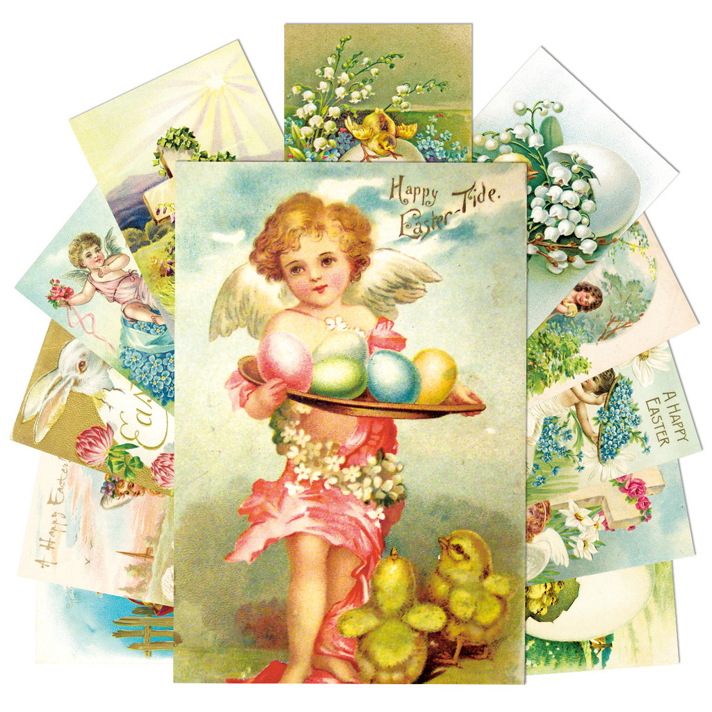 

12pcs Vintage Easter Postcards,Assorted Victoria-Style Animal Printed Greeting Card without Envelope,Easter Gift Card for Friend