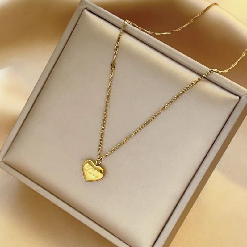 kalung titanium fashion love besar rantai gepeng bisa cod