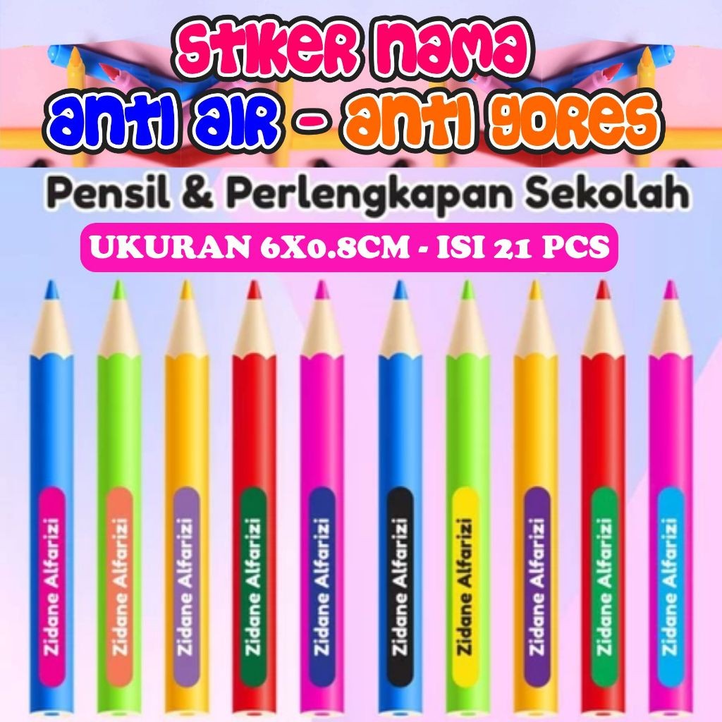 

Isi 21 Pcs Sticker Nama Anti Air Sticker Pensil Alat Tulis Kantor