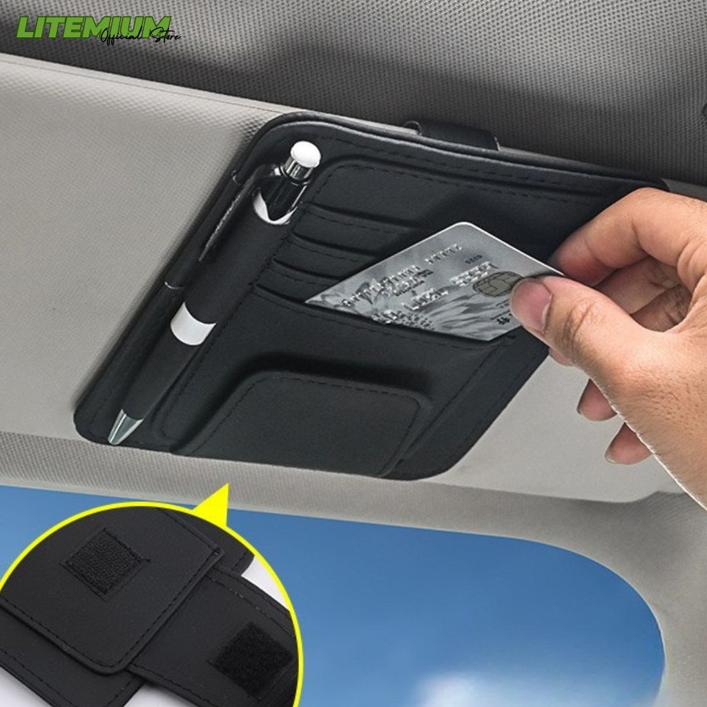 Card Holder Mobil  /Tempat penyimpanan kartu e toll Visor Klip Kacamata Struk Organizer Premium Mini