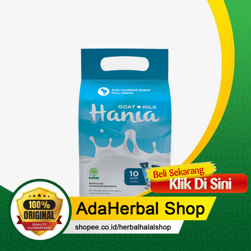 

SUSU KAMBING HANIA (FULL CREAM) - TANPA GULA - isi 10 Sachet - HNI HPAI HNhh0